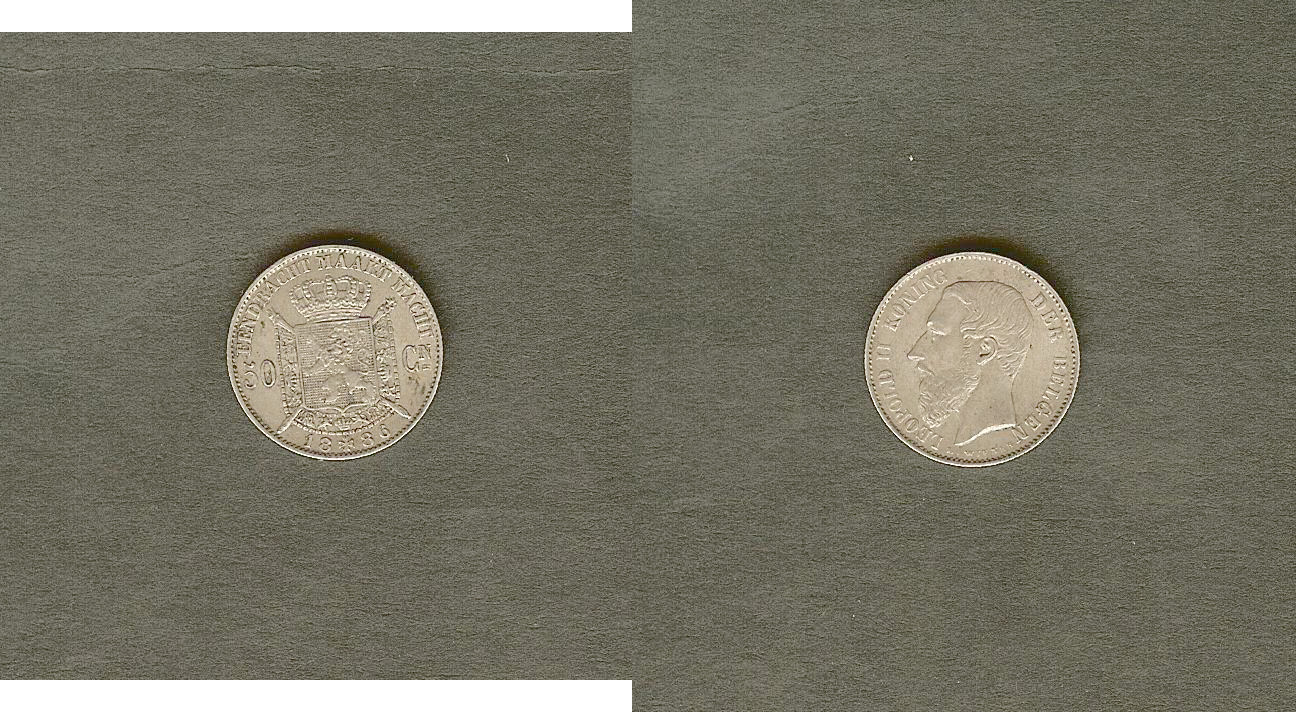 Belgium 50 centimes 1886 AU